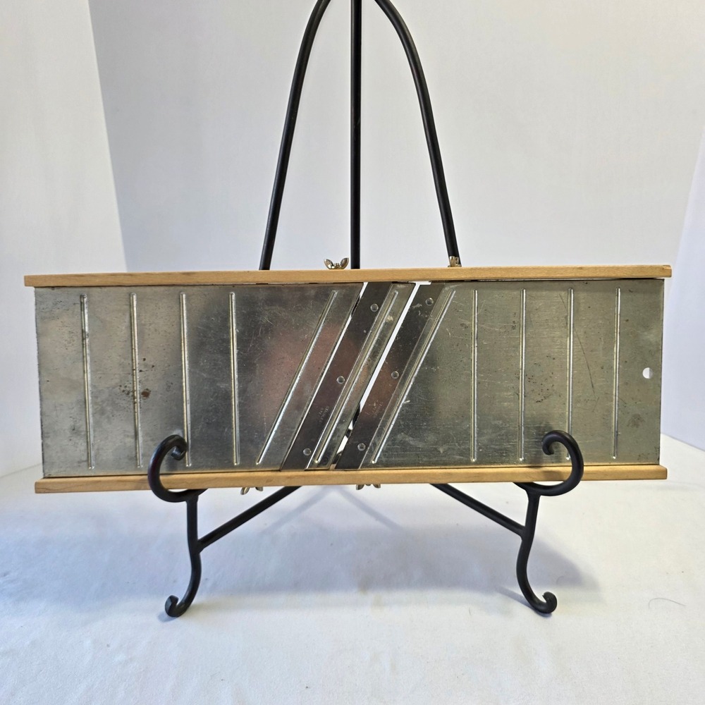Vintage Stainless Steel Mandoline Slicer Wood Frame‎ Kitchen Decor